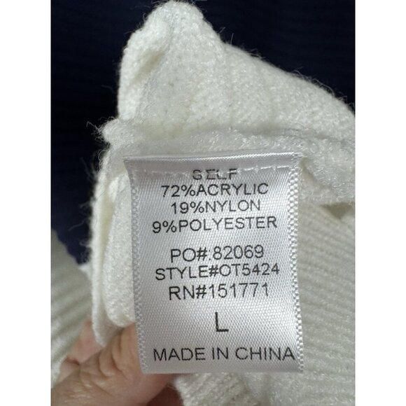 Gilli L Colorblock Ribbed Sweater Ivory Gray Navy Preppy Nautical Grandpa Cozy - Picture 5 of 7